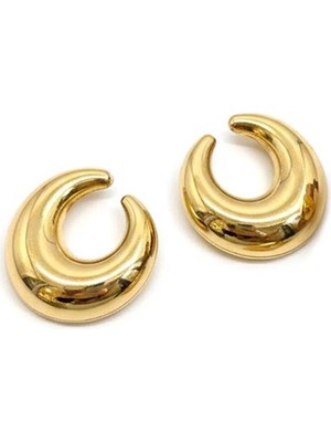 Beta Moda Hub Metal Hilal Küpe - Altın