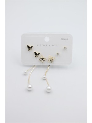 Beta Moda Hub Çoklu Set Küpe - Altın