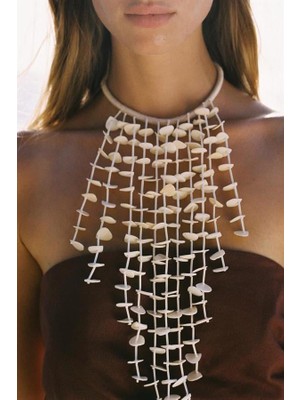 Beta Moda Hub Sedef Kolye - Krem