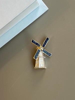 Beta Moda Hub Yel Değirmeni Broş - Altın