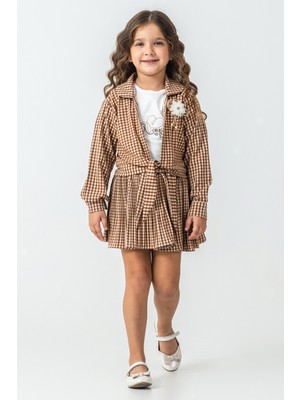 Kinderos Pötikare Ceketli Etekli Kız Çocuk 3\'lü Takım - 26K 2230