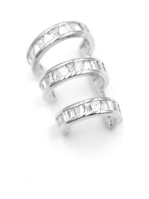 Beta Moda Hub Taşlı Kıkırdak Küpe - Gümüş