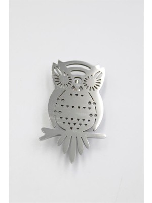 Beta Moda Hub Çelik Baykuş Broş - Gümüş