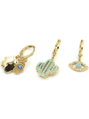 Beta Moda Hub 3'lü Halka Küpe - Altın