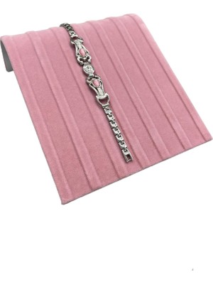 Megass Dekor Süet Kumaş Pembe Renk 23/16 cm Bileklik Künye Standi