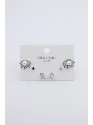 Beta Moda Hub Çoklu Set Küpe - Gümüş