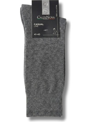 Lykos Calzenova Erkek Gri Klasik Pamuklu Soket Çorap 3'lü Set - Sıkmayan Lastik Topuk