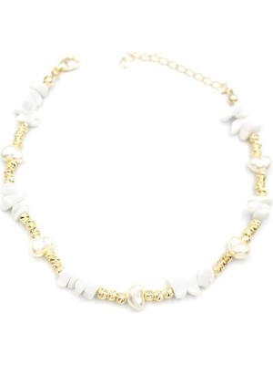 Beta Moda Hub Dorika Taş Halhal - Beyaz