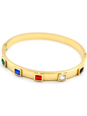 Beta Moda Hub Kare Taşlı Bilezik - Altın