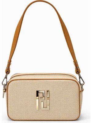 Just Polo Çapraz Askılı Kadın Postacı Çantası Krem-Taba 6016