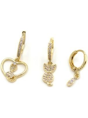 Beta Moda Hub 3'lü Halka Küpe - Altın