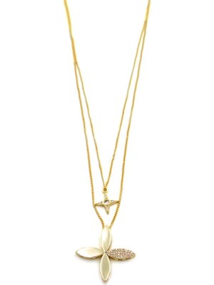 Beta Moda Hub Çiçek Kolye - Altın