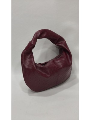 adissa collection Burgu Maxi - Örgü Dokuma Büyük Hobo Omuz Çantası | Kruvasan/bulut Form