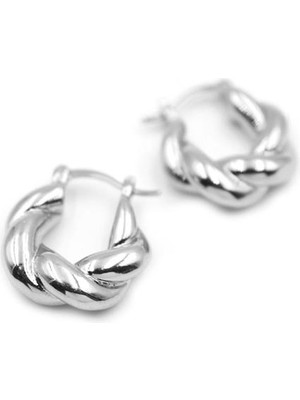 Beta Moda Hub Örgü Halka Küpe - Gümüş