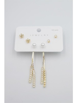 Beta Moda Hub Çoklu Set Küpe - Altın