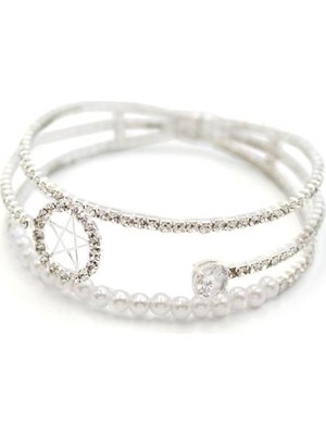 Beta Moda Hub Incili Su Yolu Bileklik - Gümüş