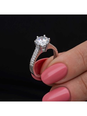 Gumush Gümüş Tek Taş Kadın Yüzük