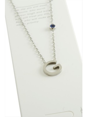 Osense Gümüş Renkli Harfli Çelik Kolye