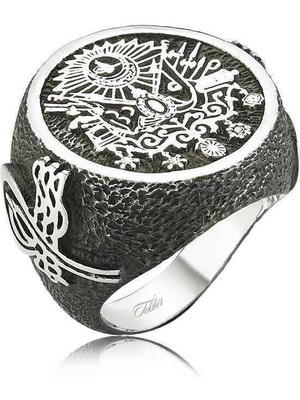 Gumush Gümüş Osmanlı Devlet Armalı Erkek Yüzük