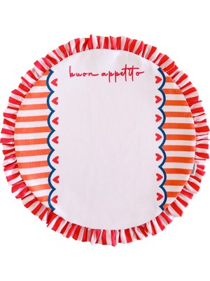 Ritmo Home Fırfırlı, Sloganlı, Yuvarlak, Çizgili, Desenli, Baskılı, Renkli, Amerikan Servis 40CM Çap (1 Adet)