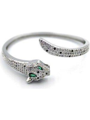 Beta Moda Hub Zirkon Leopar Bilezik - Gümüş