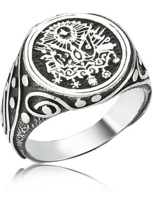 Gumush Gümüş Osmanlı Devlet Armalı Erkek Yüzük