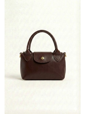 Purpleart Kadın Acı Kahve Mini El ve Omuz Çantası 13X20CM