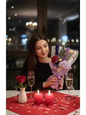 Henera Atelier El Örgüsü Mor Esintisi Buketi / Sevgililer Günü / Hediyelik /doğum Günü/yılbaşı