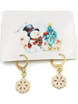 Beta Moda Hub Kar Tanesi Yılbaşı Küpe - Altın