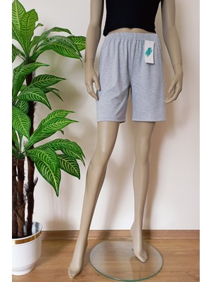 Bera Tekstil Unisex Gri Düz Renk Penye Şort
