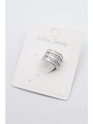 Beta Moda Hub Taşlı Kıkırdak Küpe - Gümüş