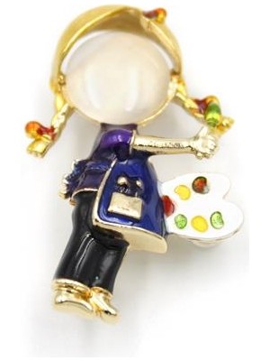 Beta Moda Hub Ressam Broş - Mavi