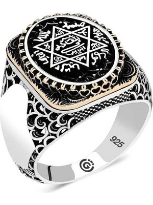 Gumush Gümüş Süleyman Mührü Oval Erkek Yüzük