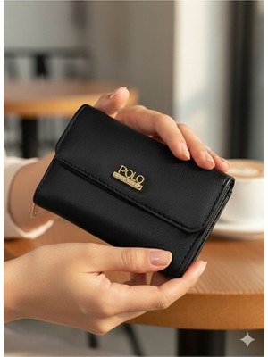 Purpleart Kadın Polo Armalı Suni Deri Orta Boy Cüzdan 9X13X5CM