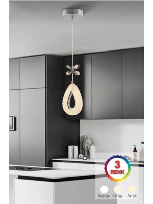 Bohem Aydınlatma Modern 3 Renk LED Tekli Damla Modeli (Beyaz Sarı Günışığı)