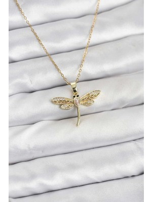 Clariss Üreticiniz 316L Çelik Zincir Gold Renk Yusufçuk Model Kadın Kolye 481348