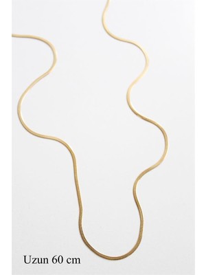 Beta Moda Hub Uzun Ince Italyan Zincir Kolye (60 Cm) - Altın