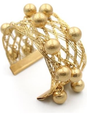 Beta Moda Hub Top Sallantılı Tel Örgü Bilezik - Altın