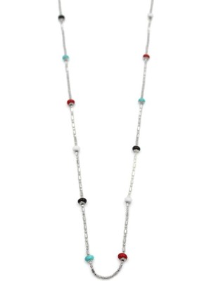 Beta Moda Hub Renkli Boncuklu Zincir Kolye - Gümüş