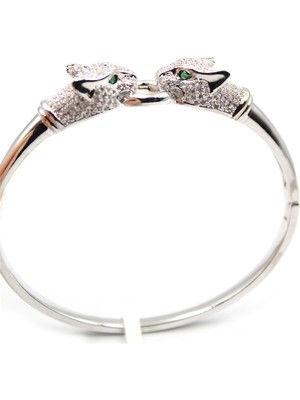 Beta Moda Hub Zirkon Taşlı Leopar Bilezik - Gümüş