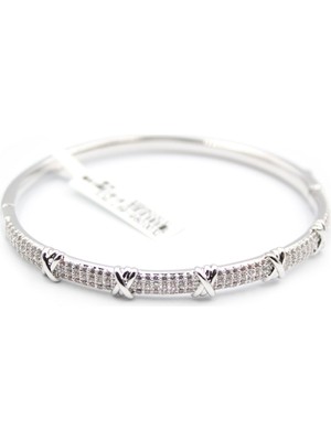 Beta Moda Hub Zirkon Taşlı Xox Bilezik - Gümüş