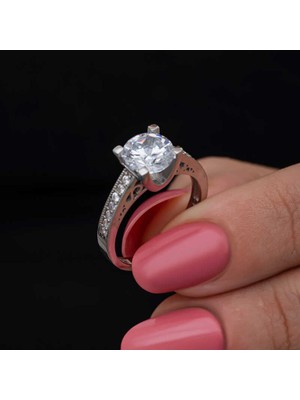 Gumush Gümüş Tek Taş Kadın Yüzük