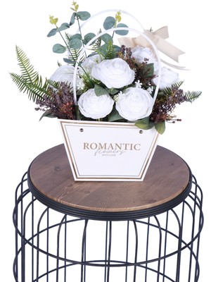 Yapay Çiçek Sitesi Yapay Çiçekli Romantic Çantalı Aranjman Model 23