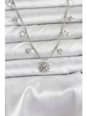 Clariss Üreticiniz Pirinç Gümüş Renk Güneş Model Kadın Kolye 481348