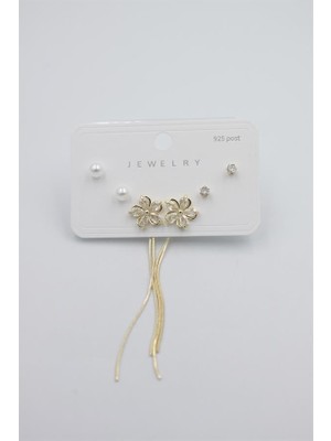 Beta Moda Hub Çoklu Set Küpe - Altın