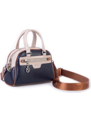 Nas Bag Kadın Mini El ve Çapraz Çanta Lacivert Kum Taba Victoria