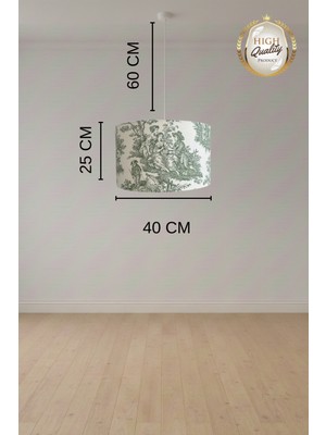 Apcasa Decor Toile De Jouy Vintage Yeşil Sarkıt Avize