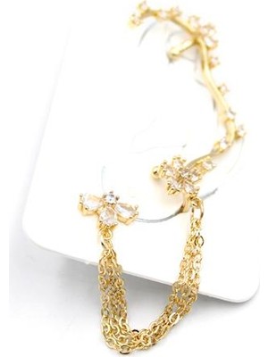 Beta Moda Hub Taşlı Kıkırdak Küpe - Altın