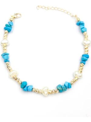 Beta Moda Hub Dorika Taş Halhal - Turkuaz