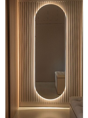 PremiumPort 120X60 cm Beyaz Ledli Dokunmatik Salon Duvar Aynası